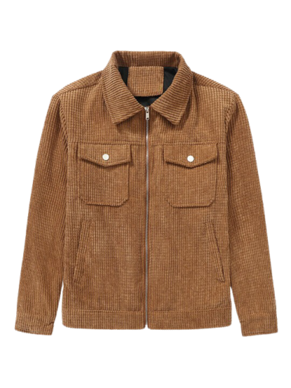 Corduroy Zip Up Jacket-Vacay Outfit