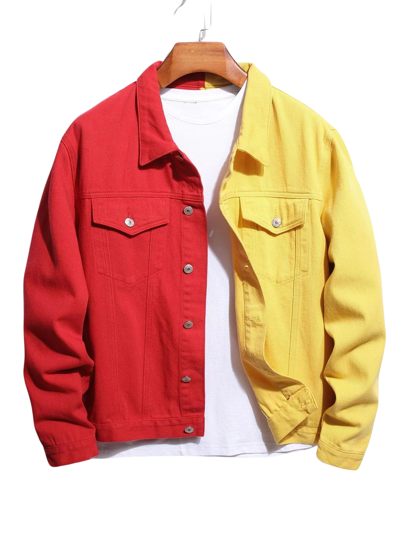 Two Tone Patchwork Denim Jacket-Vacay Outfit