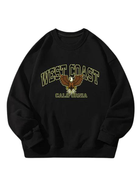 West Coast Eagle Print Sweatshirt-Vacay Outfit