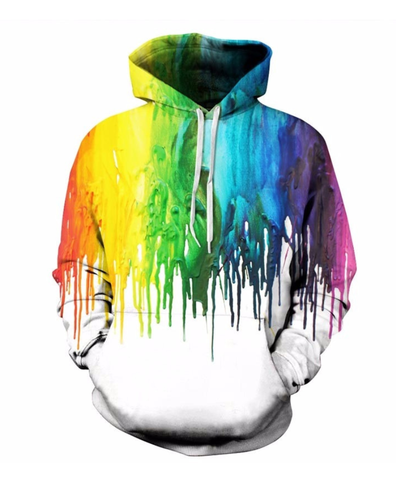 Vibrant Dripping Paint Hoodie-Vacay Outfit