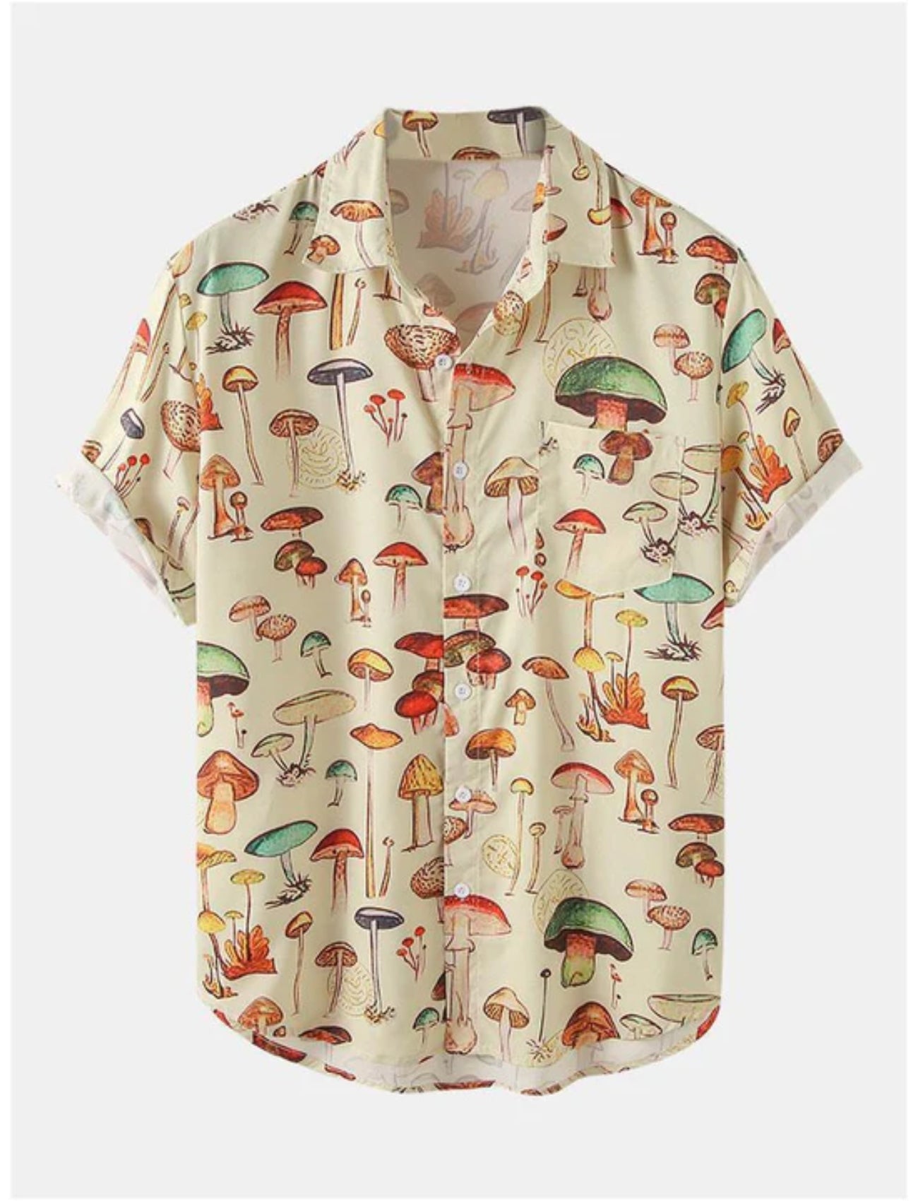 Vibrant Mushroom Pattern Short Sleeve Shirt-Vacay Outfit
