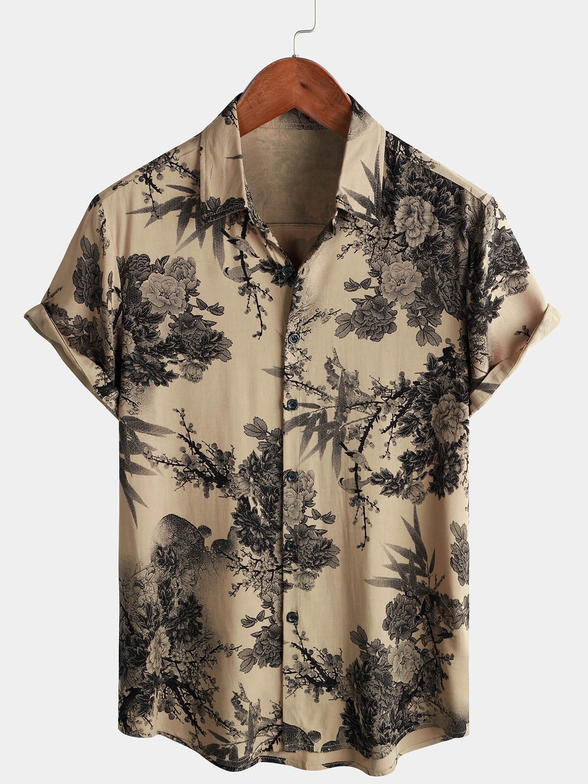 Vintage Bamboo Floral Short Sleeve Shirt-Vacay Outfit