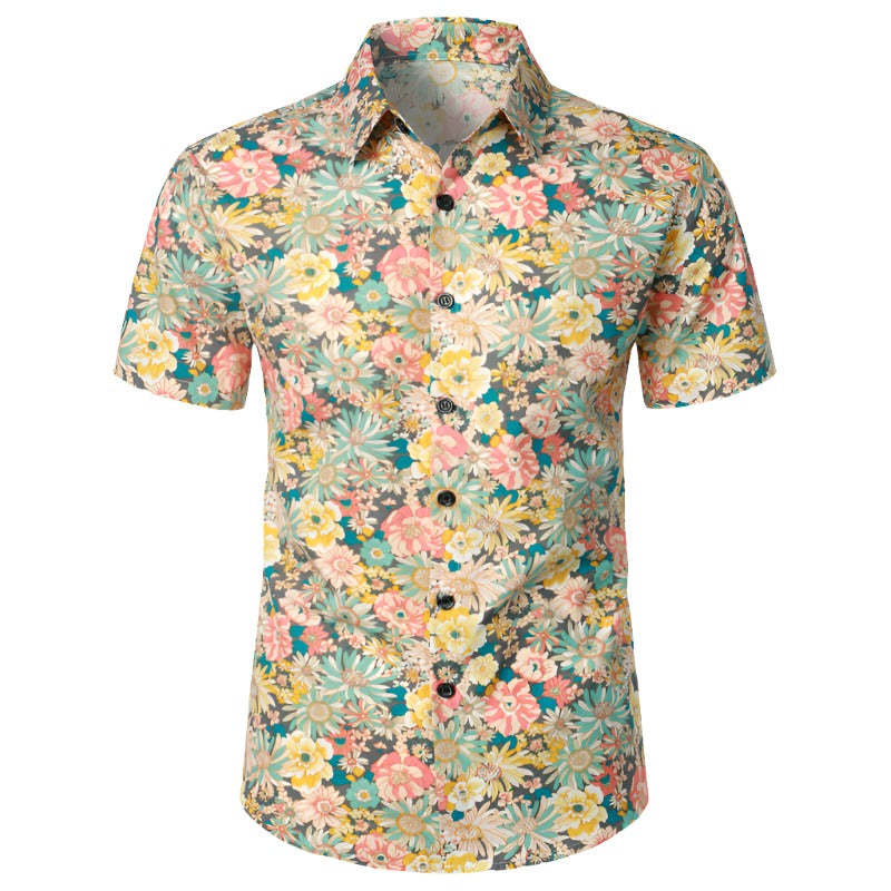 Vintage Vertical Striped Casual Short Sleeve Shirt-Vacay Outfit