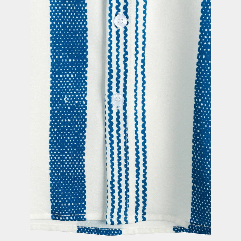 Vintage Vertical Striped Casual Short Sleeve Shirt-Vacay Outfit