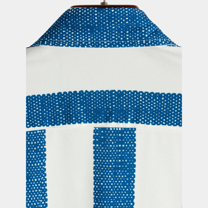 Vintage Vertical Striped Casual Short Sleeve Shirt-Vacay Outfit