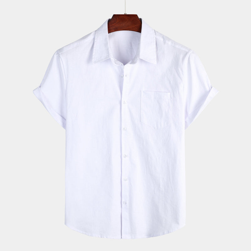 Vintage Vertical Striped Casual Short Sleeve Shirt-Vacay Outfit