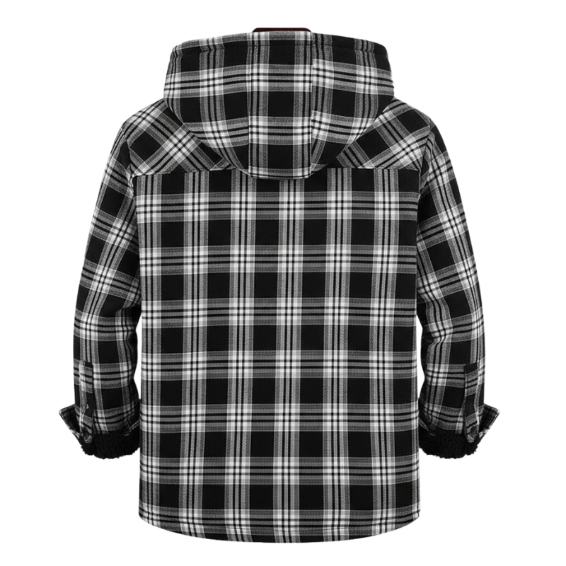 Men Flannel Plaid Jacket Warm Sherpa Lined Fleece Hoodies for Men Zip Up Thick Jackets Winter Coat with Pocket
