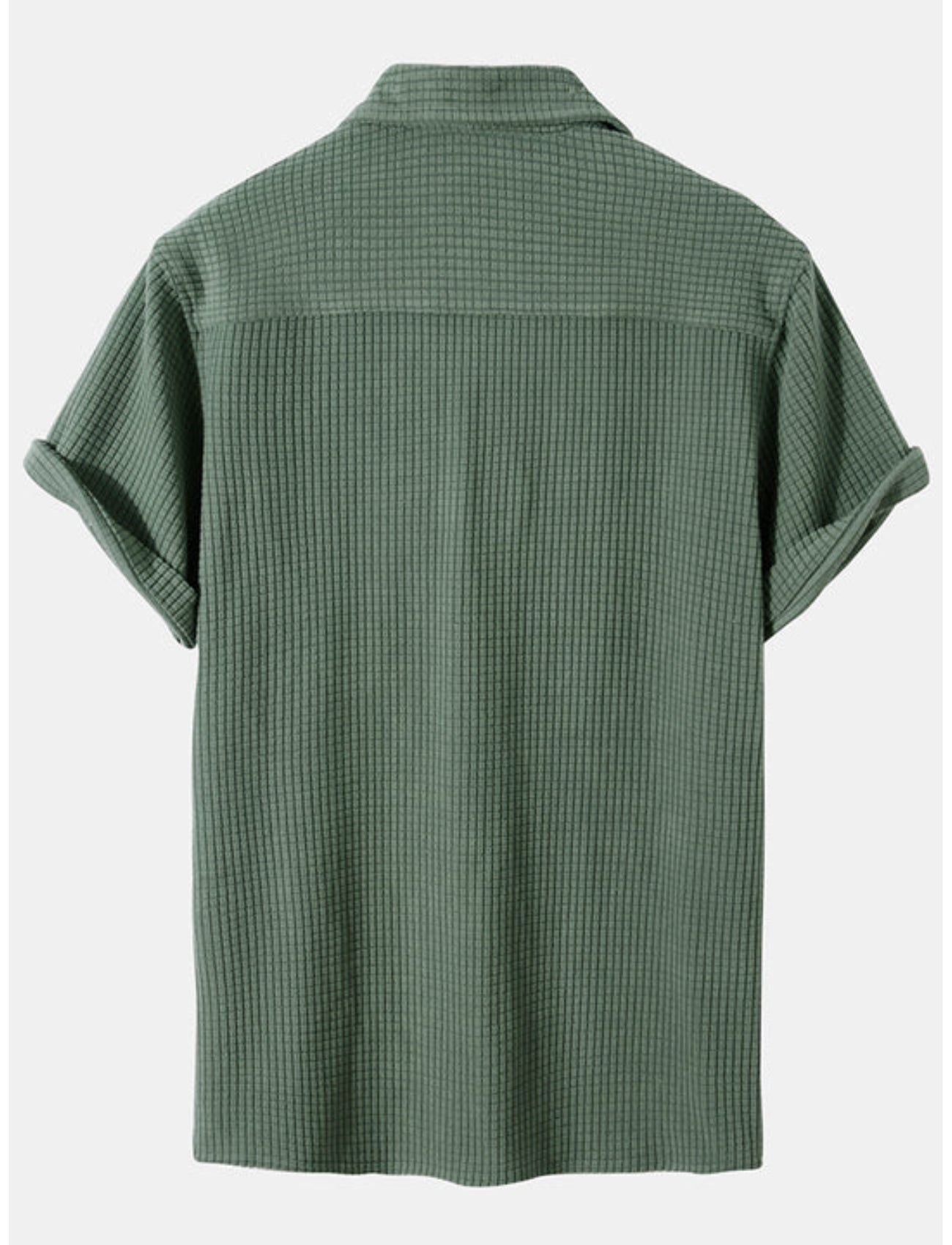 Waffle Knit Lapel Henley Shirt-Vacay Outfit