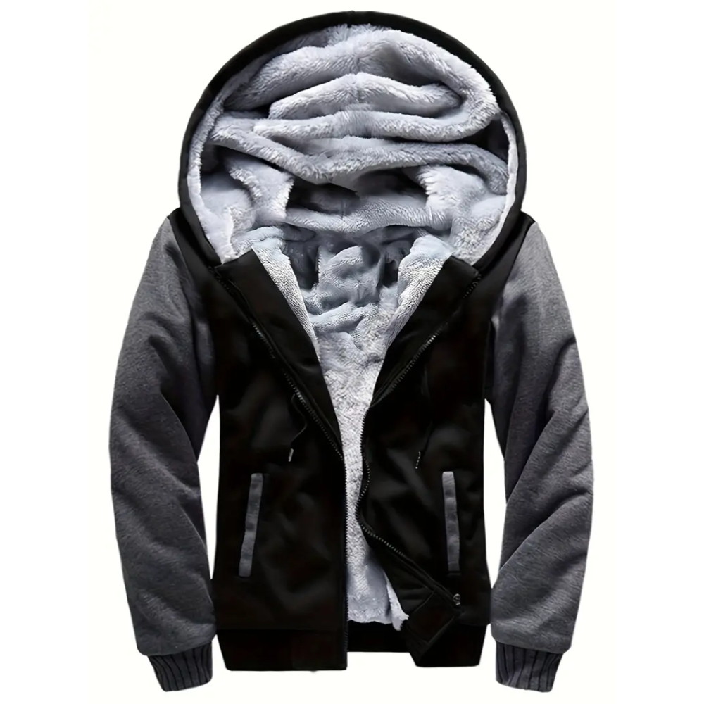 Warm Fleece Hooded Jacket For Men