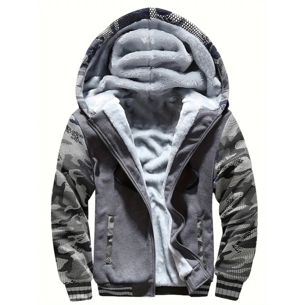 Warm Fleece Hooded Jacket For Men