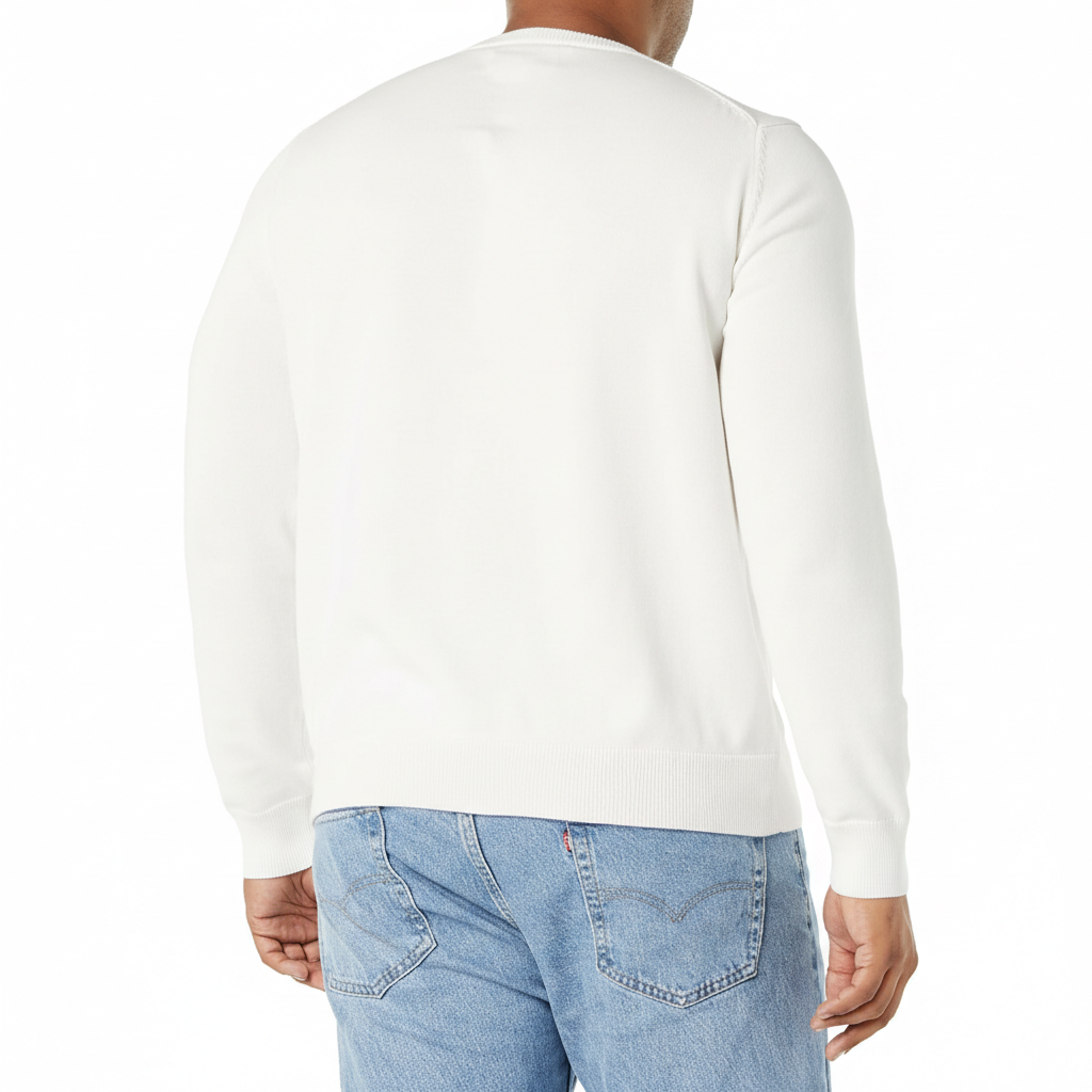Men's Long-Sleeve Crewneck Sweater, 100% Cotton, Big & Tall Options Available