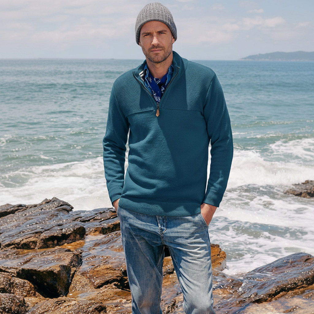 Mens Quarter Zip Sweater Slim Fit Casual Pullover Sweater Mock Neck Polo Sweaters