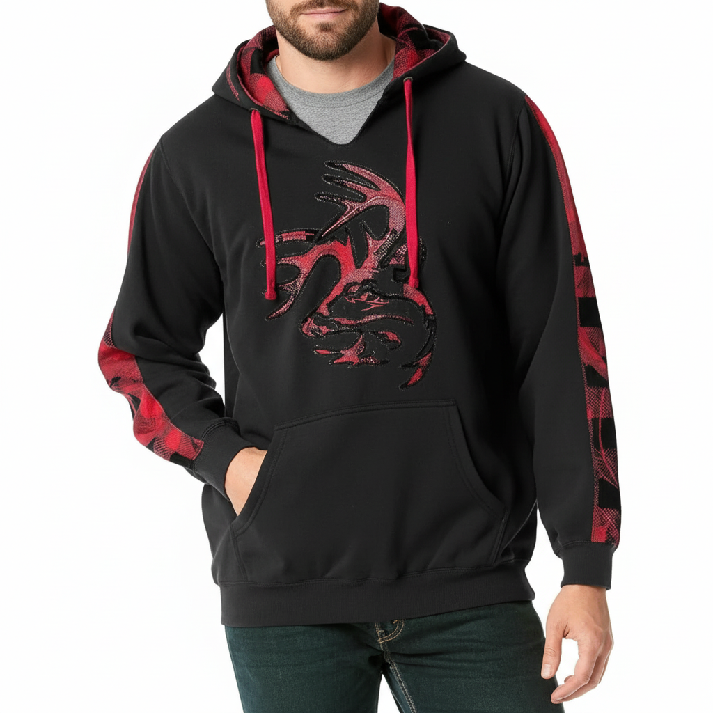 Deer Graphic Printed Pullover Hoodie For Men