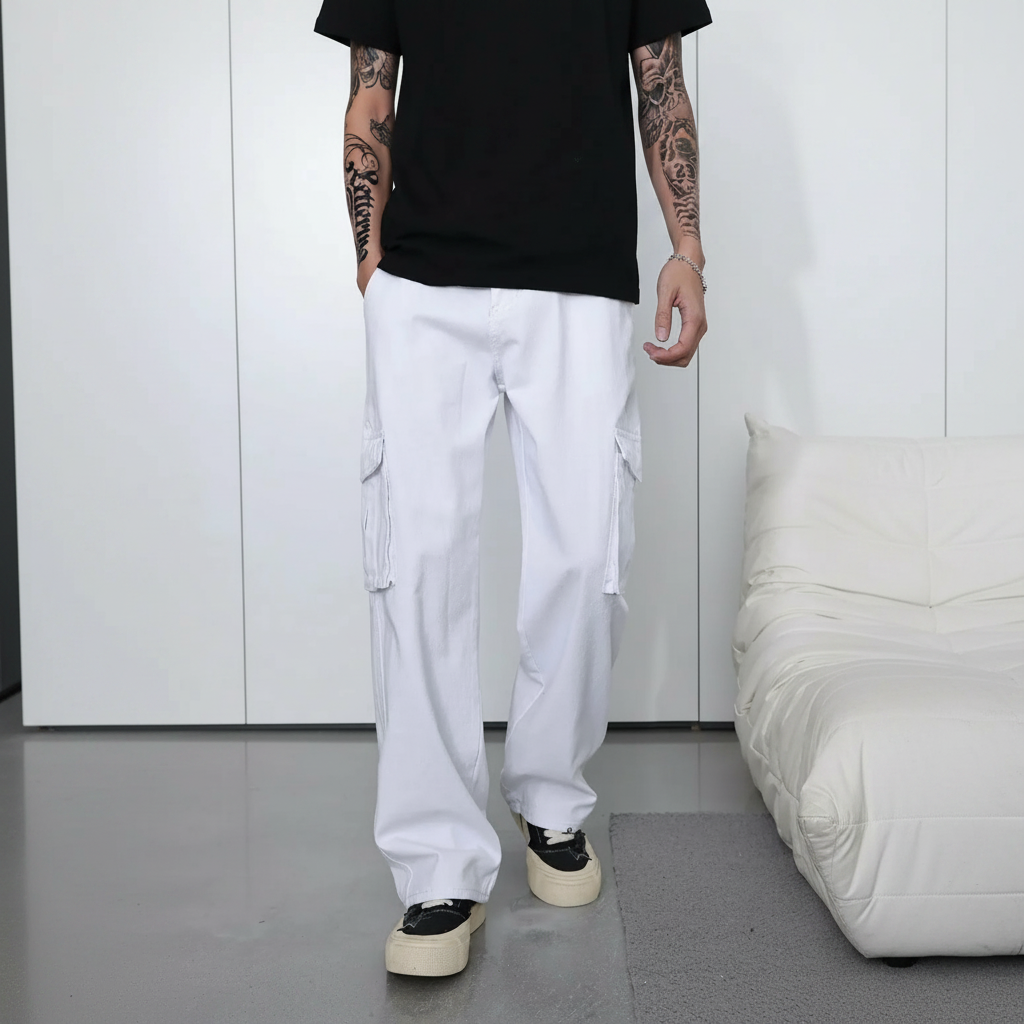 Simple Ripped Pocket Jeans Regular Fit Mid Rise For Men