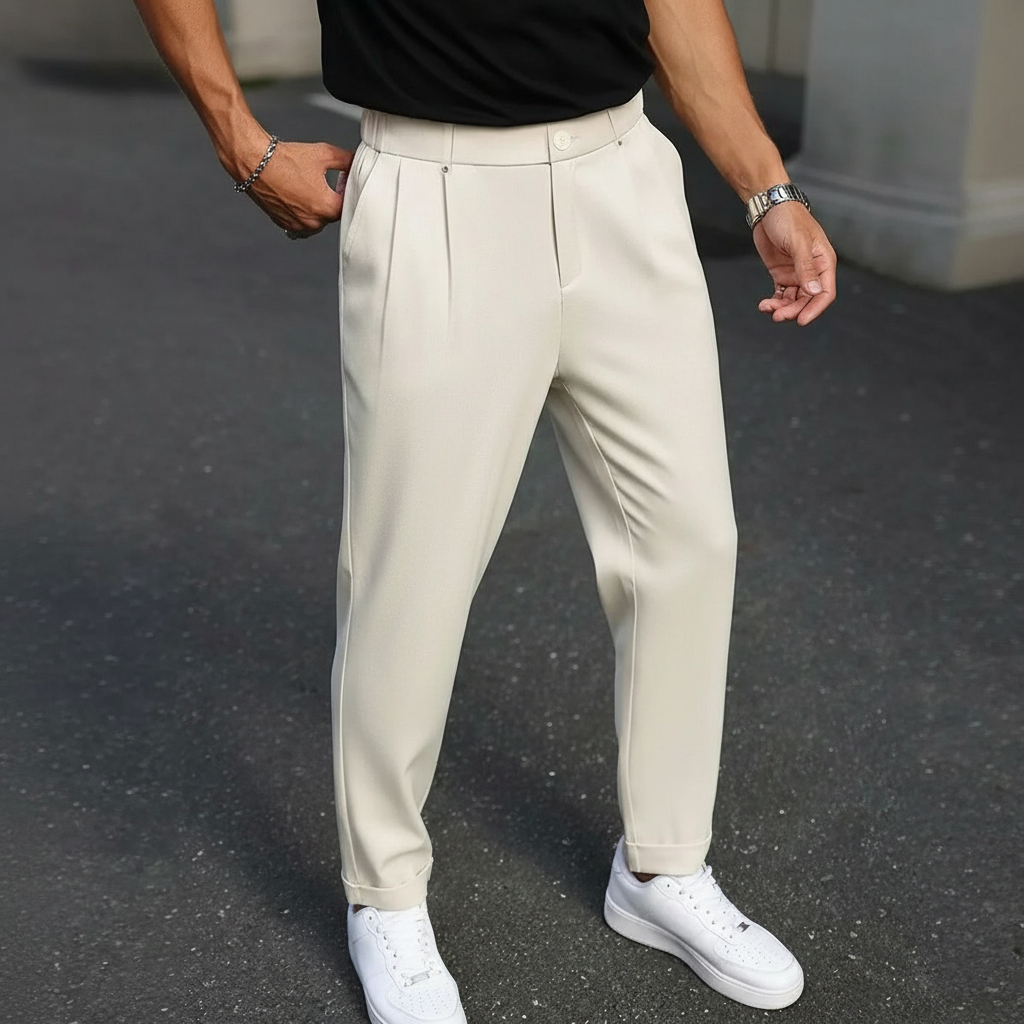 Straight Casual Trousers Retro British Style For Men