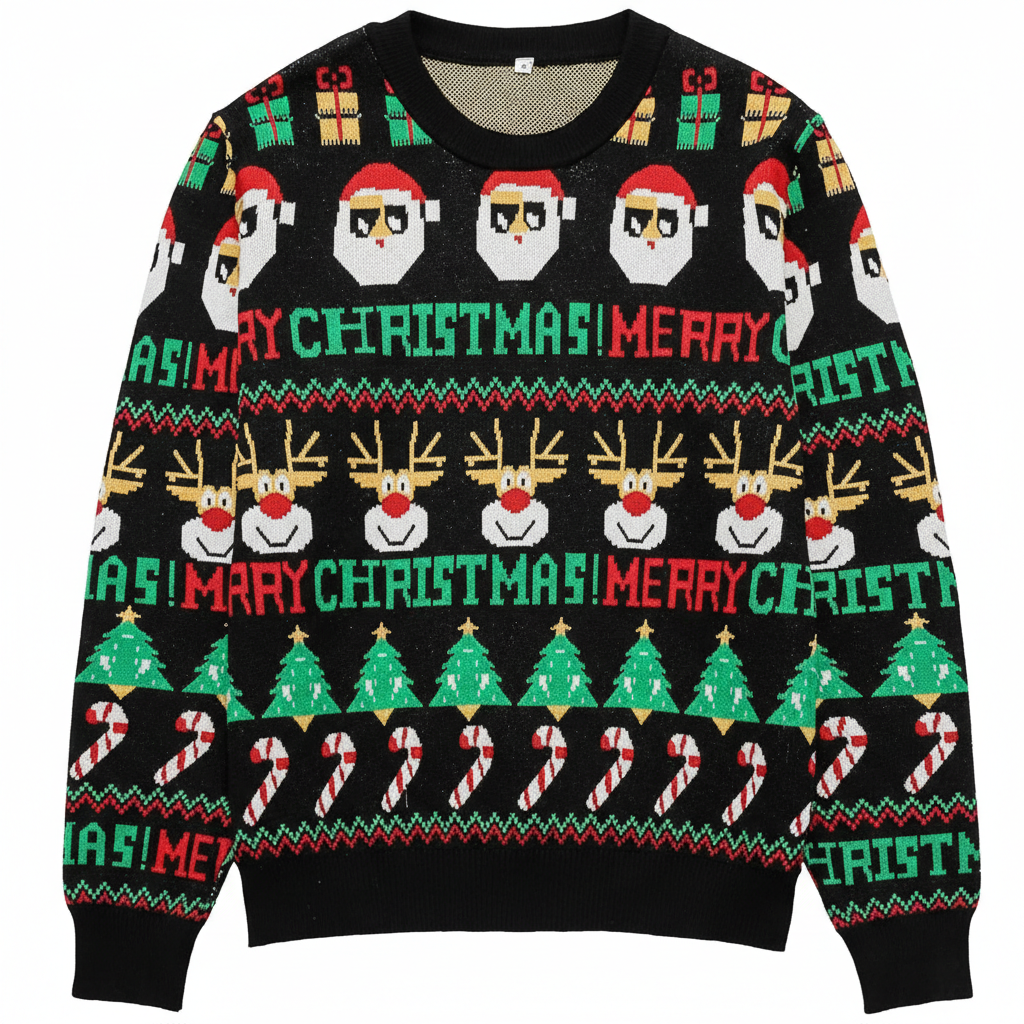 Unisex Ugly Christmas Sweaters Adult Long Sleeve Crewneck Sweaters Funny Top Pullover Xmas Party Family Gatherings