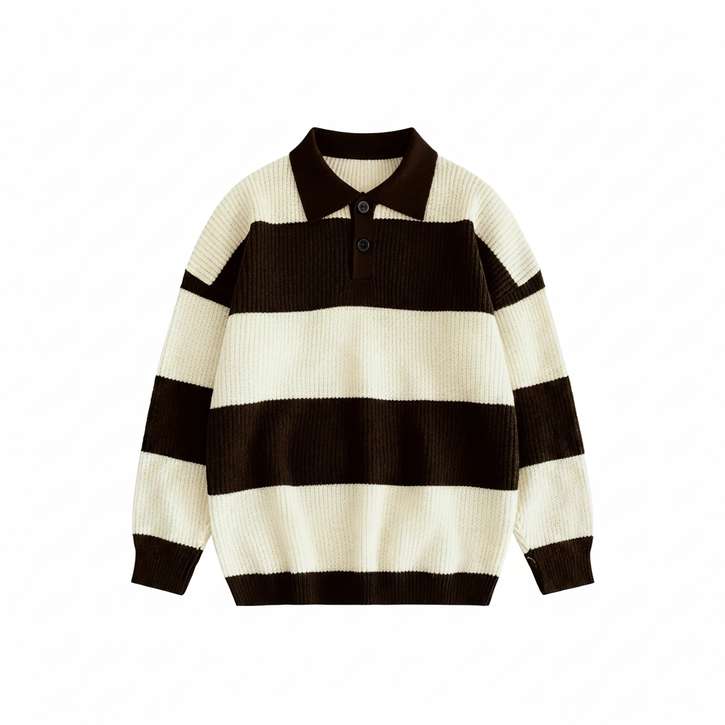 Plus Size American Street Style Striped Pullover Knit Sweater For Men