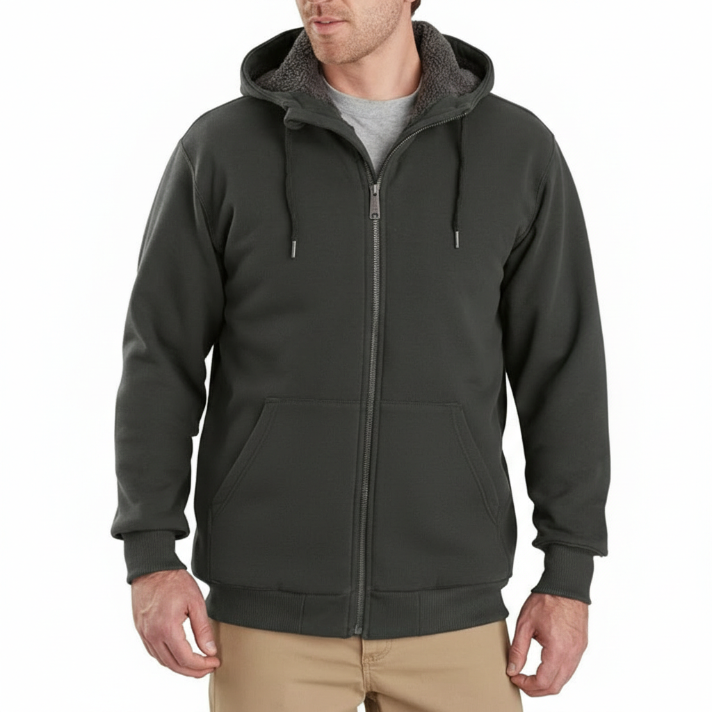 Men Rain Defender Relaxed Fit Midweight Sherpa-Lined Full-Zip Sweatshirt