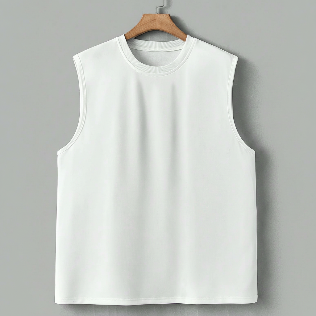 Solid Color Regular Fit Wide Strap Tank Top For Men