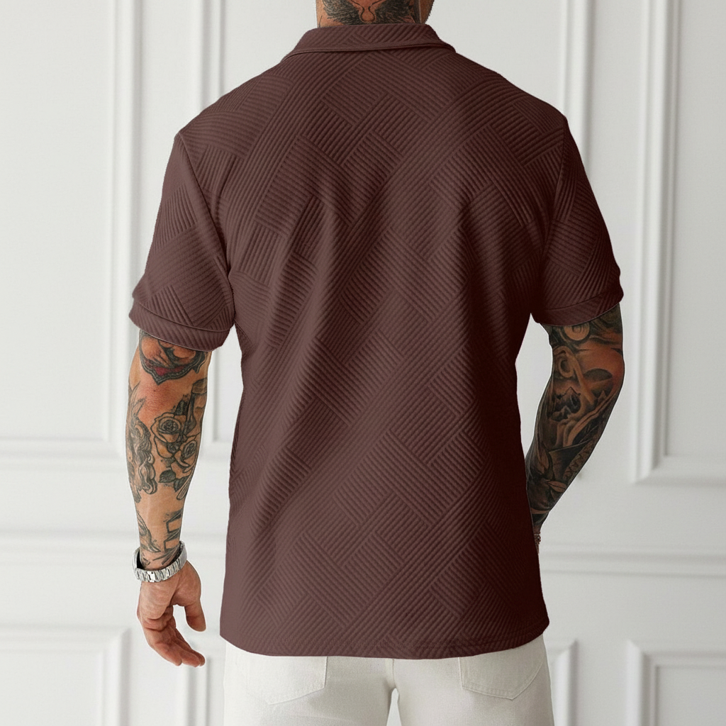 Short Sleeve Zip Up Polo Shirt For Men