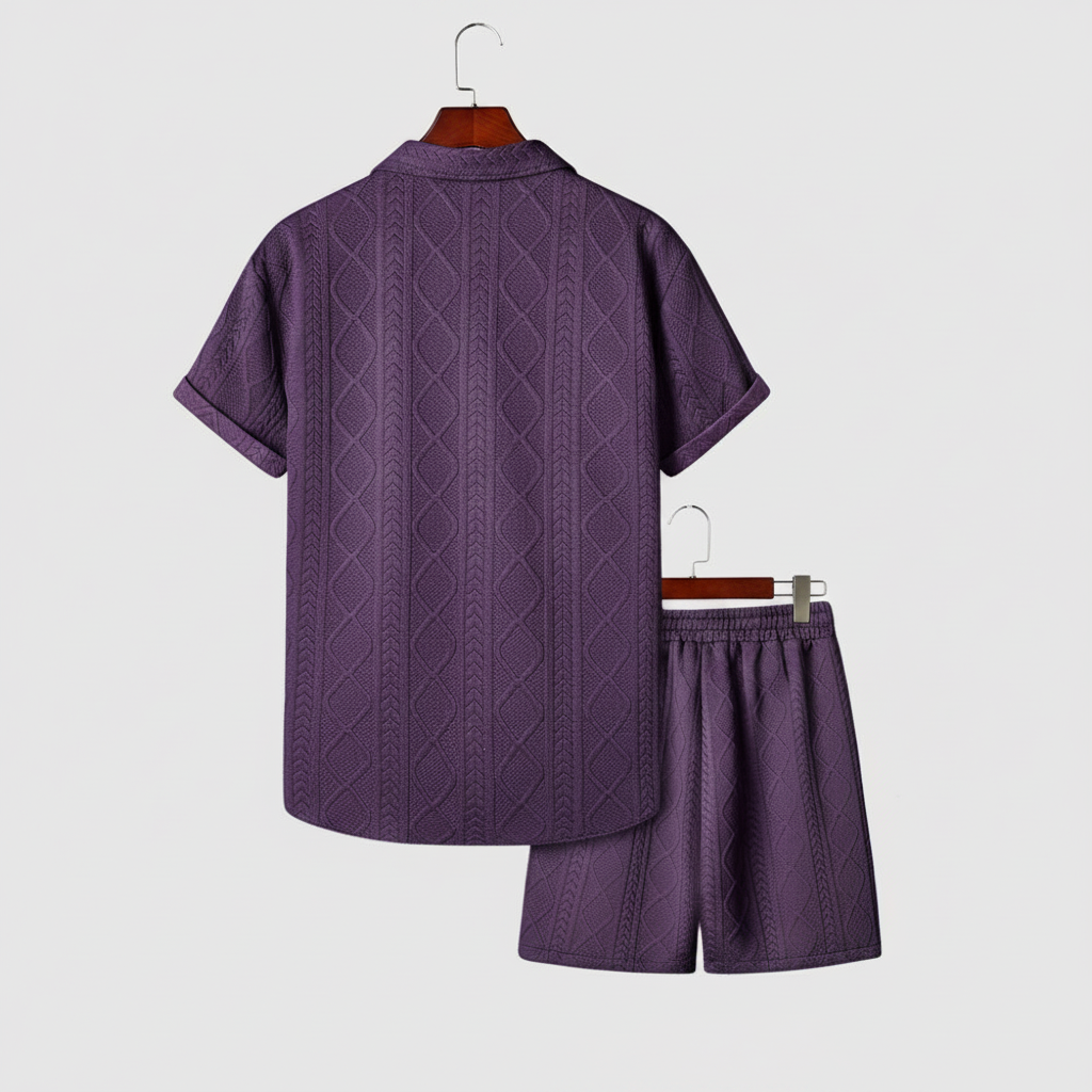Vacation Themed Casual Style Short Sleeve Shirt And Shorts Set For Men