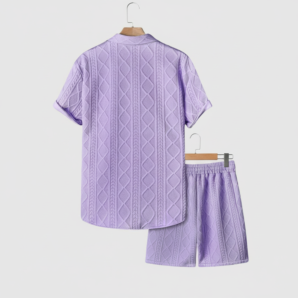 Vacation Themed Casual Style Short Sleeve Shirt And Shorts Set For Men