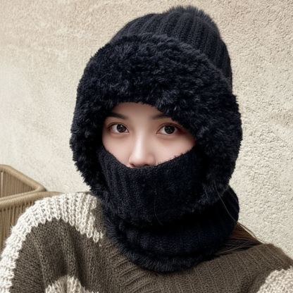 Knitted Thermal One Piece With Hats Mask And Scarf