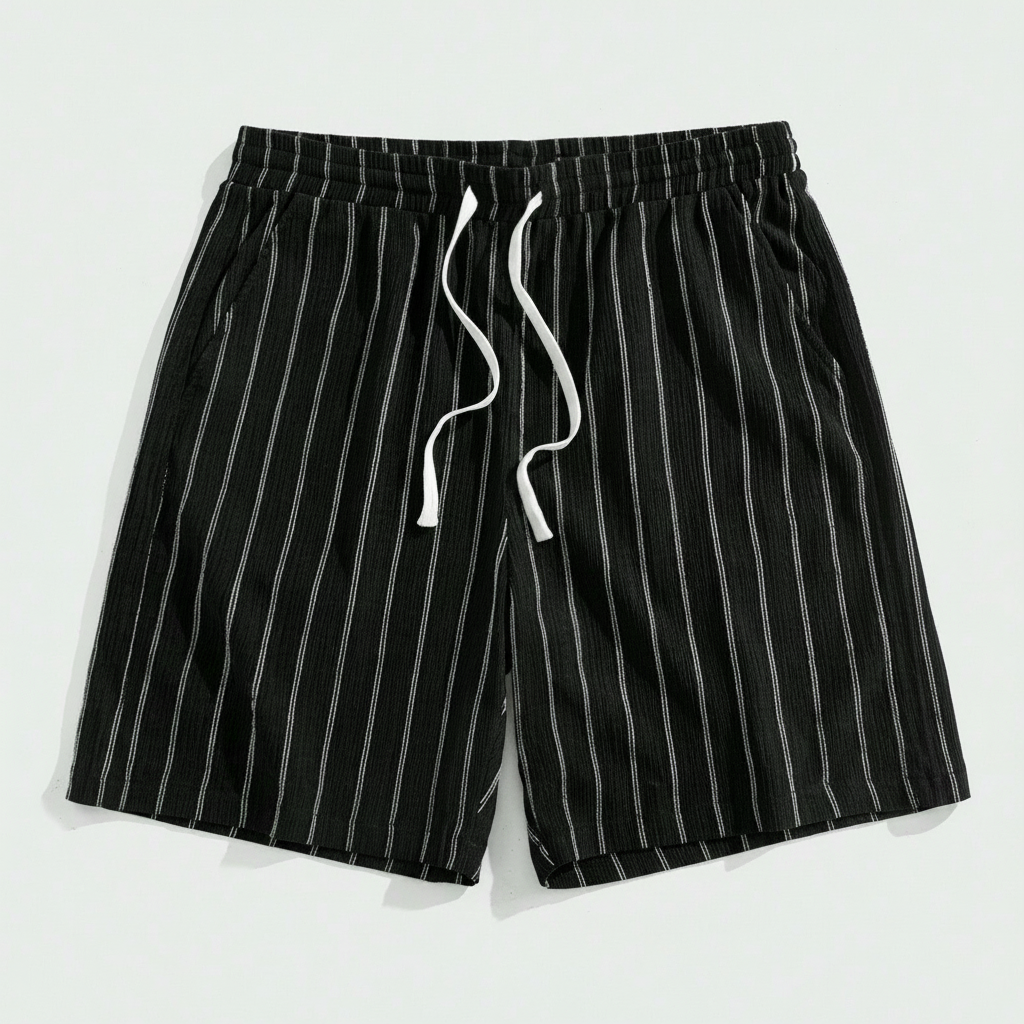 Striped Print Drawstring Casual Vacation Shorts For Men