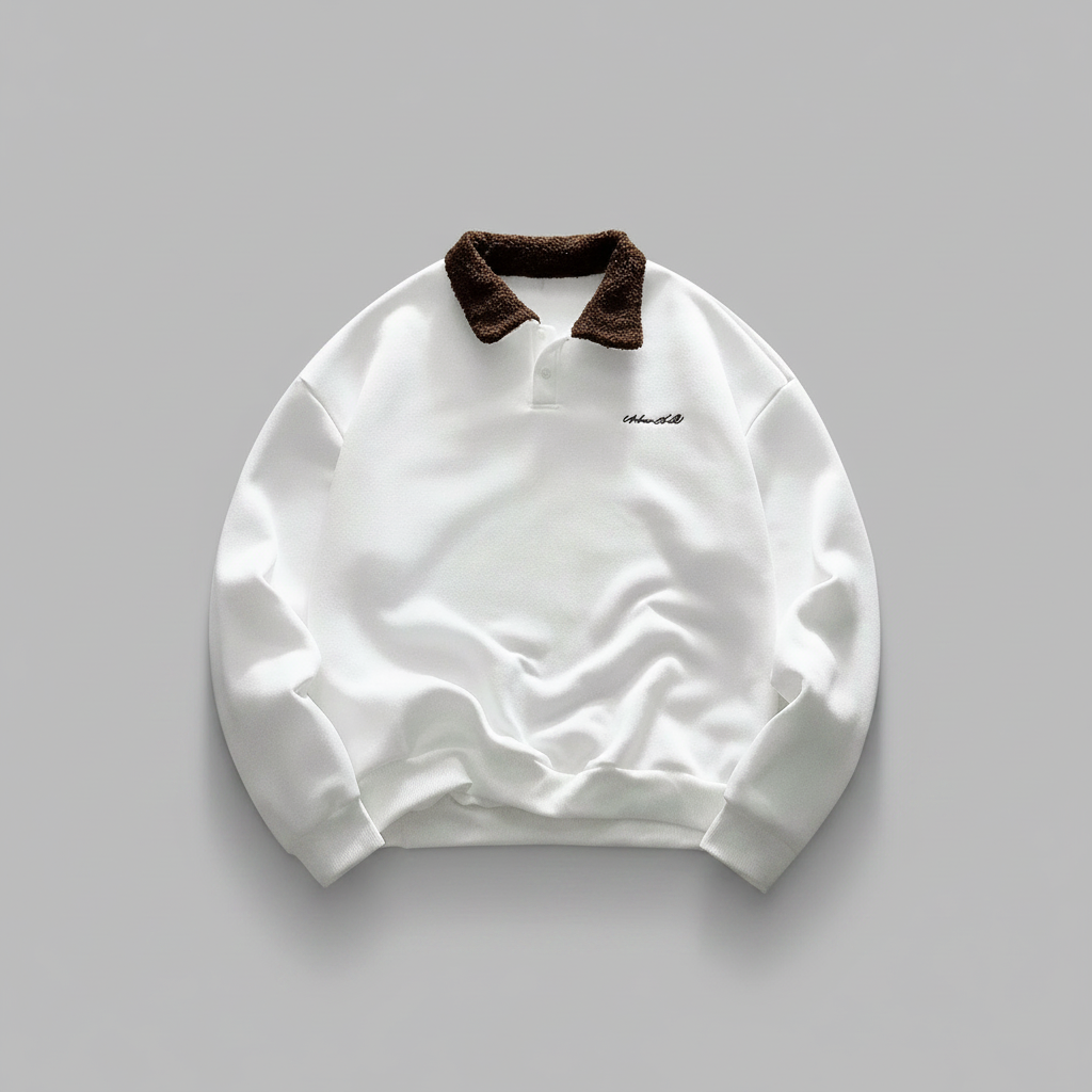 Letter Embroidery Contrast Collar Pullover Sweatshirt For Men