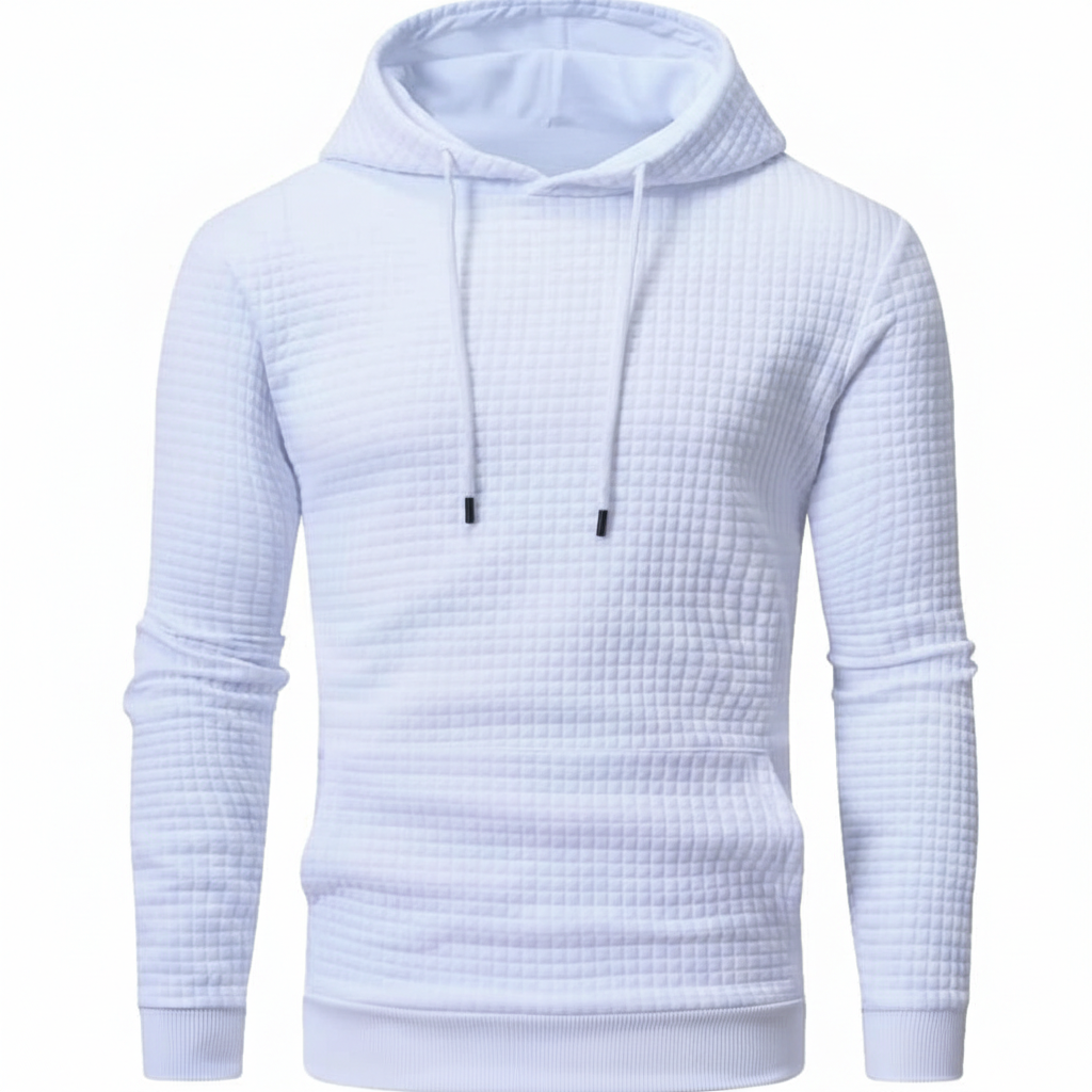 Mens Pullover Hoodies Plaid Jacquard Long Sleeve Drawstring Hipster