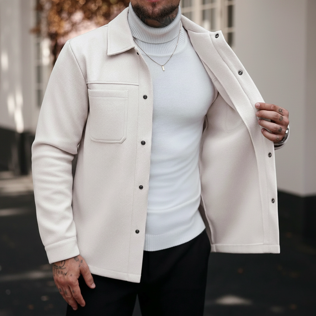 Button Up Casual Overcoat Long Sleeve For Men