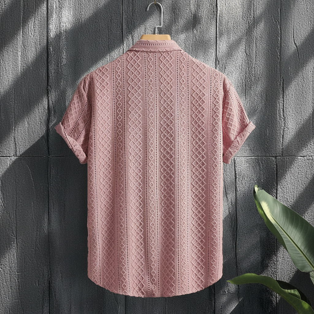 Knitted Argyle Short Sleeve T Shirt For Men