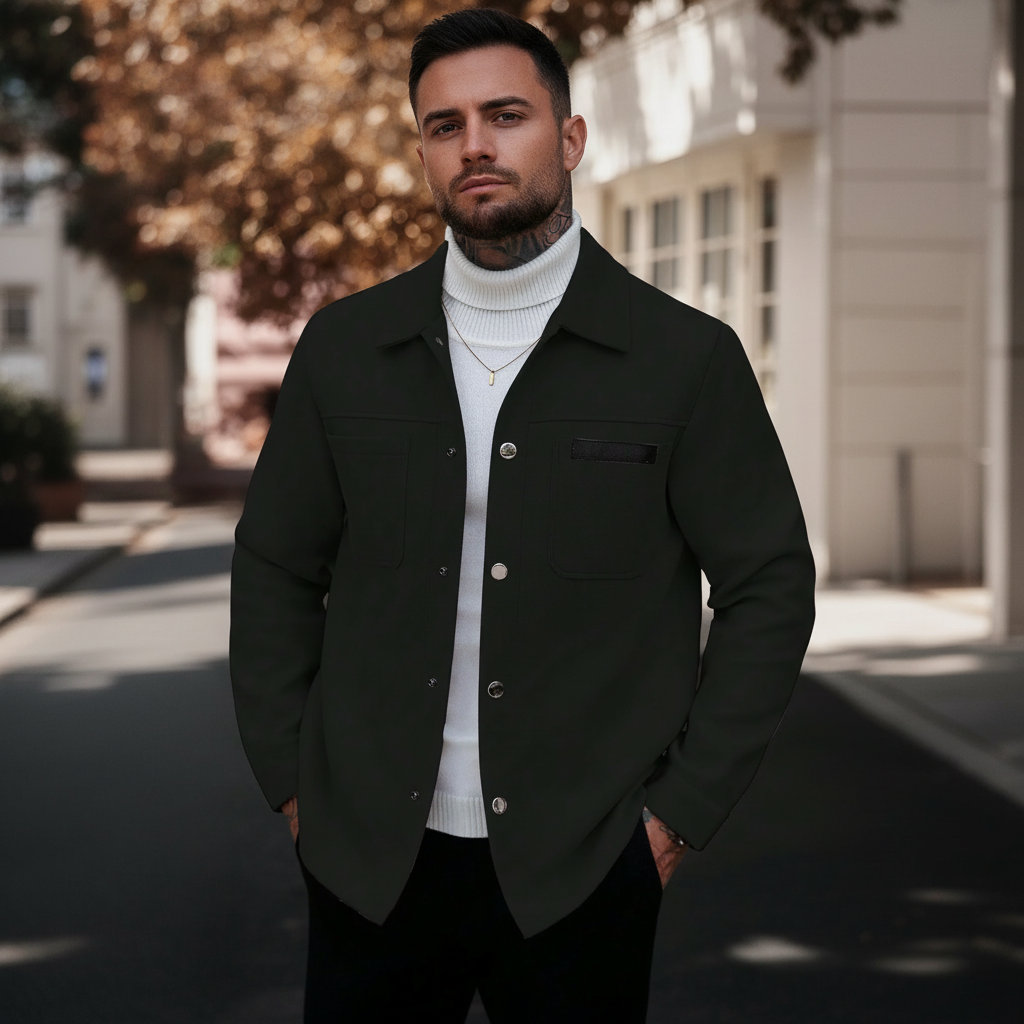 Button Up Casual Overcoat Long Sleeve For Men