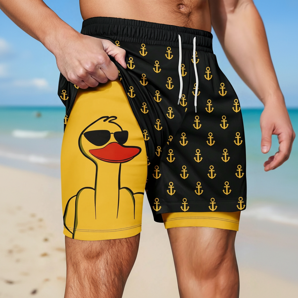 Anchor Print Drawstring Casual Shorts For Men