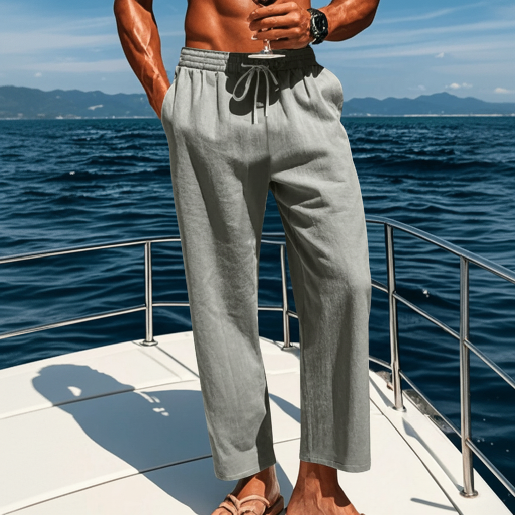 Lightweight Drawstring Elastic Linen Pants For Men