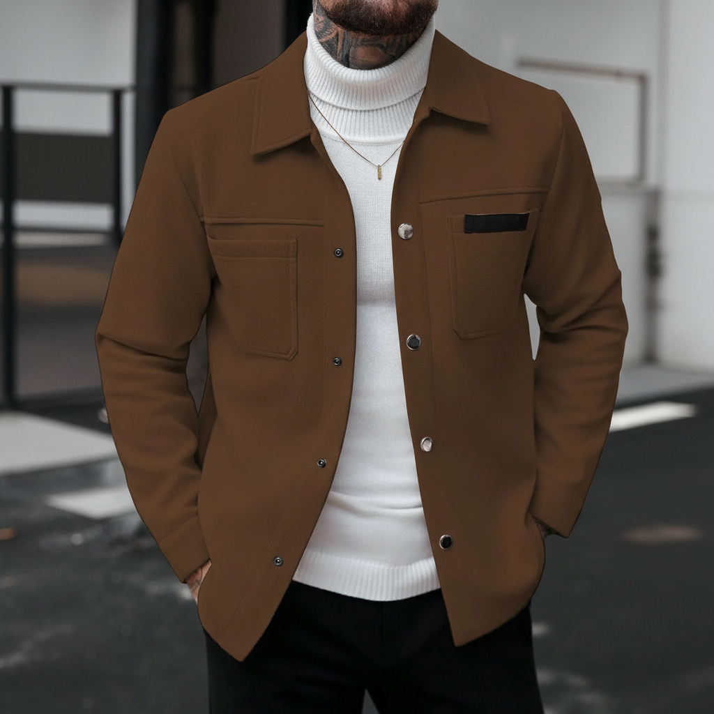 Button Up Casual Overcoat Long Sleeve For Men