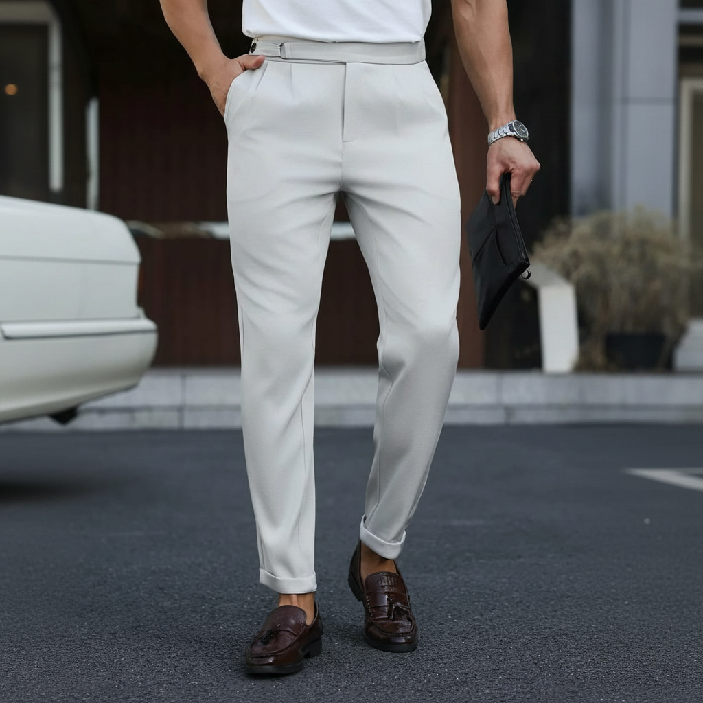Straight Casual Trousers Retro British Style For Men