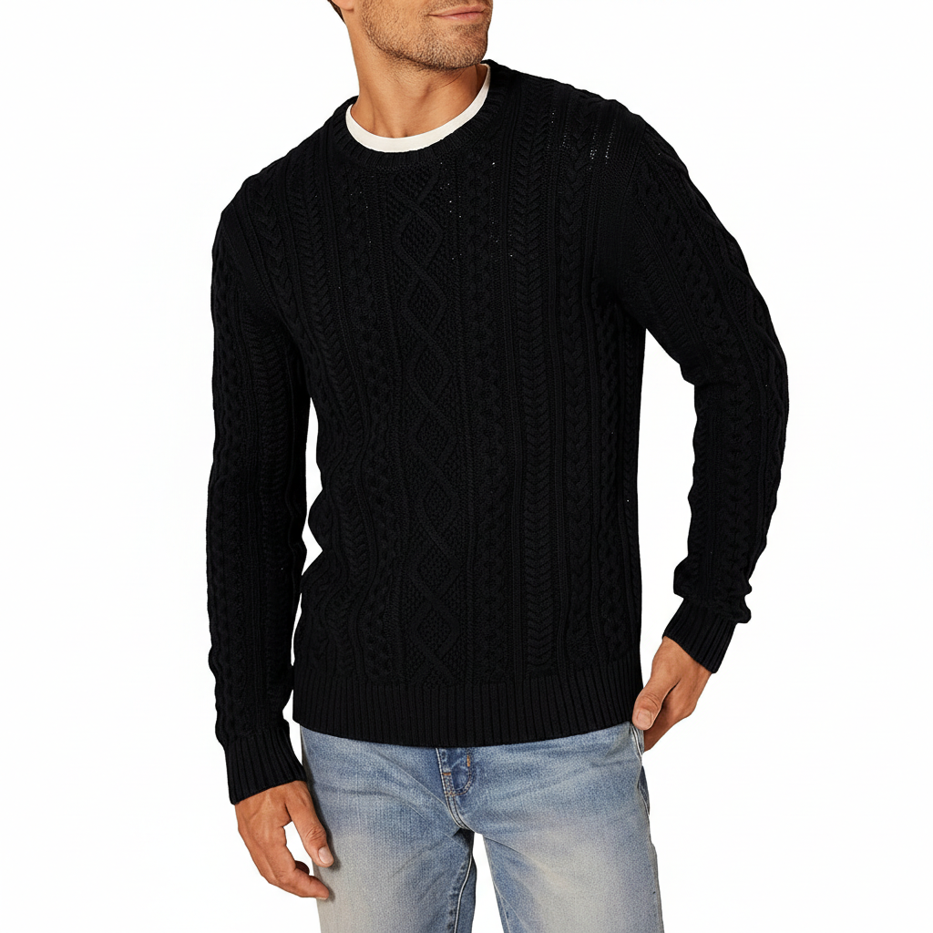 Long Sleeve Cable Knit Pullover Sweater