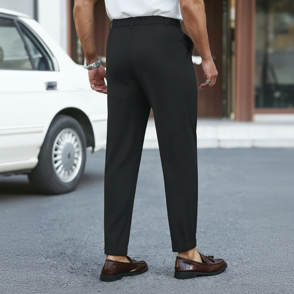 Straight Casual Trousers Retro British Style For Men