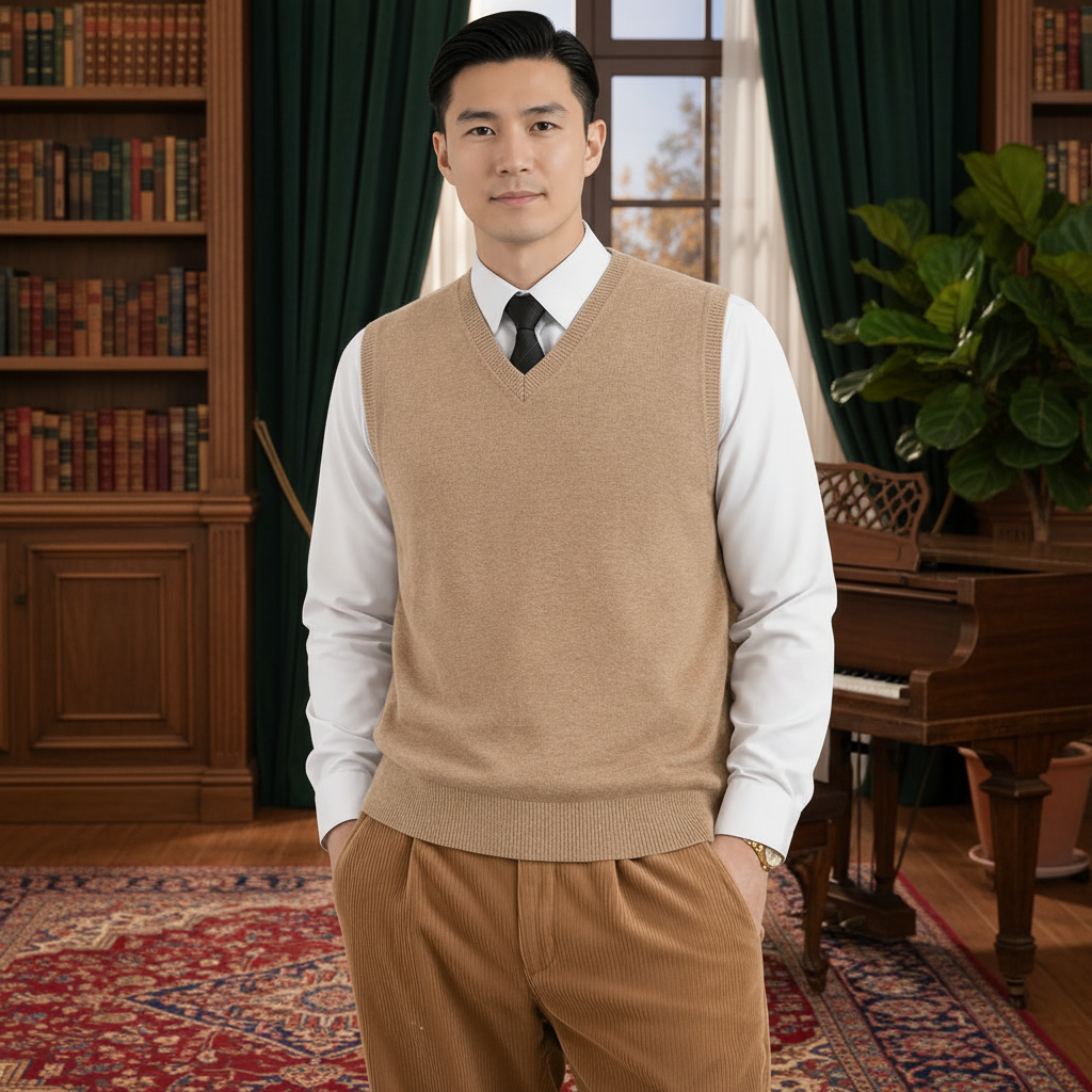 Wool Blend Knit Pullover Sweater Vest Fit For Men