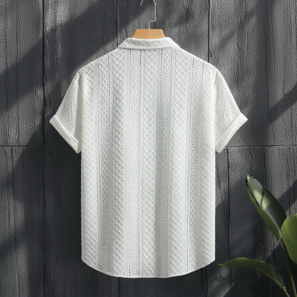 Knitted Argyle Short Sleeve T Shirt For Men