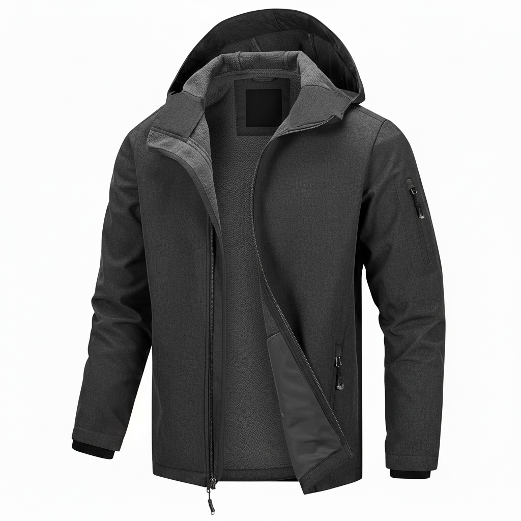 Men Hooded Softshell Jacket Waterproof Lightweight Insulated Windbreaker Fleece Lined Rain Shell Jacket