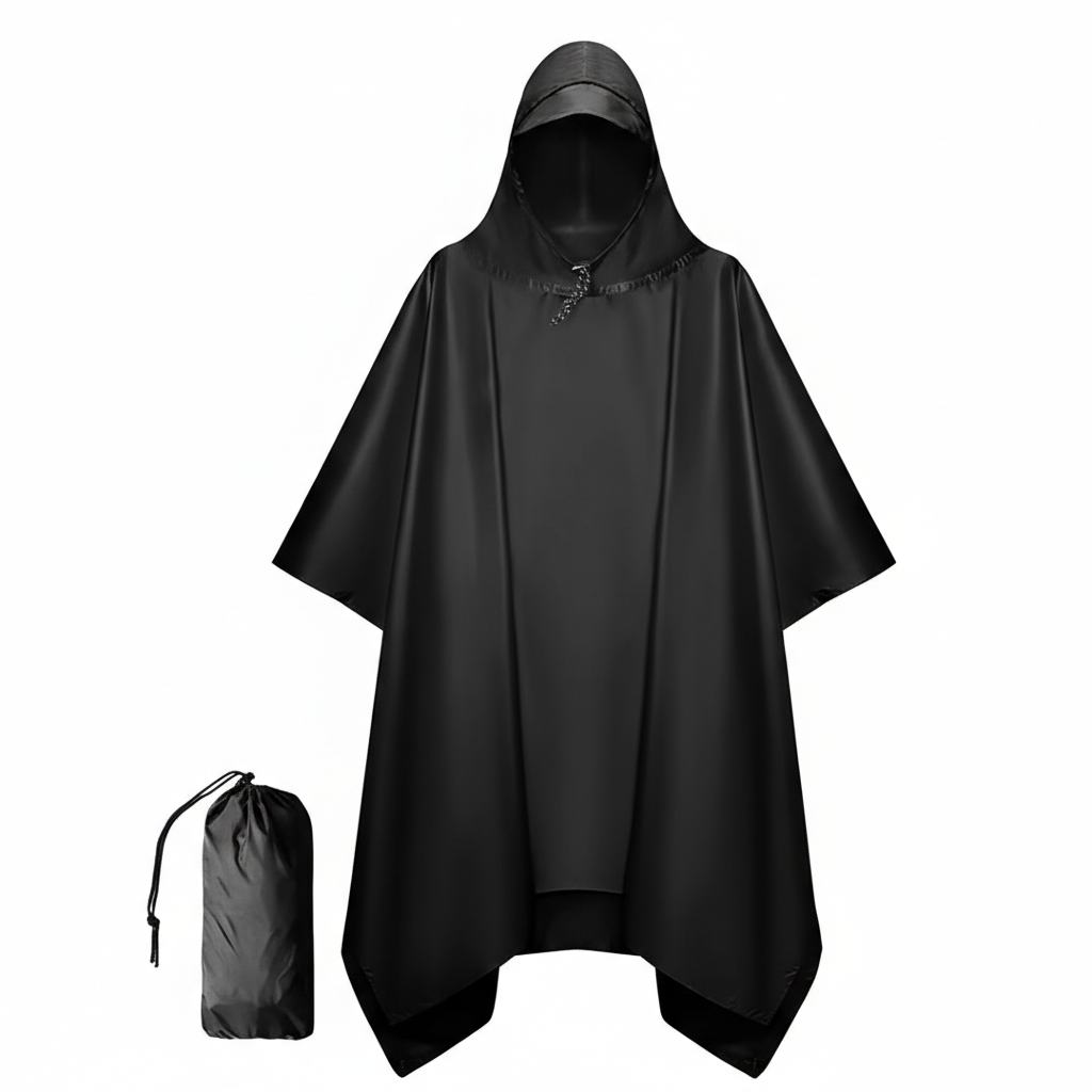 Hooded Rain Poncho Waterproof Raincoat Jacket for Men Women Adults