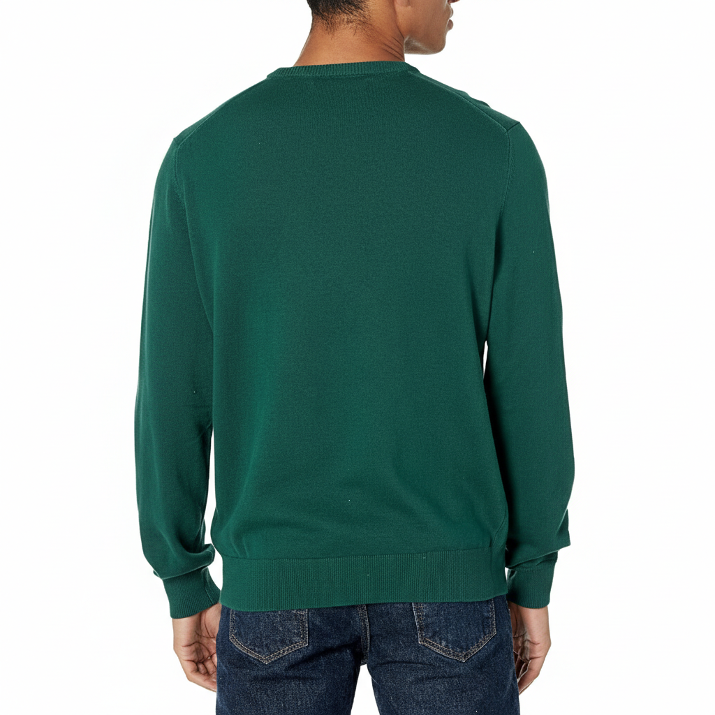 Men's Long-Sleeve Crewneck Sweater, 100% Cotton, Big & Tall Options Available