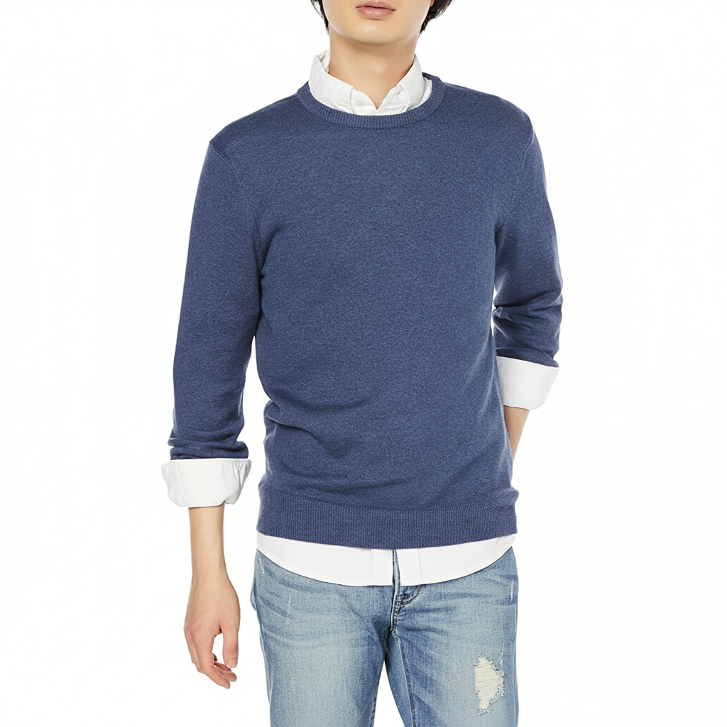 Men's Long-Sleeve Crewneck Sweater, 100% Cotton, Big & Tall Options Available