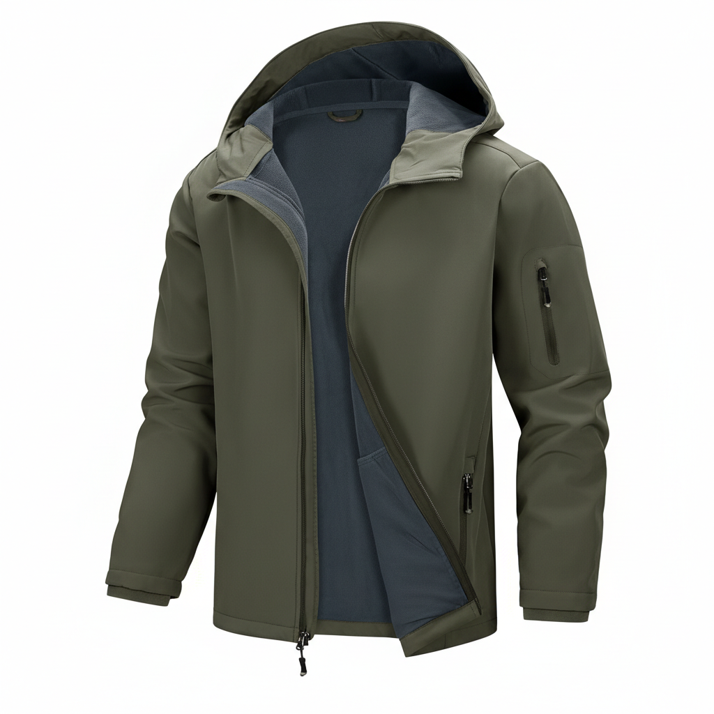 Men Hooded Softshell Jacket Waterproof Lightweight Insulated Windbreaker Fleece Lined Rain Shell Jacket
