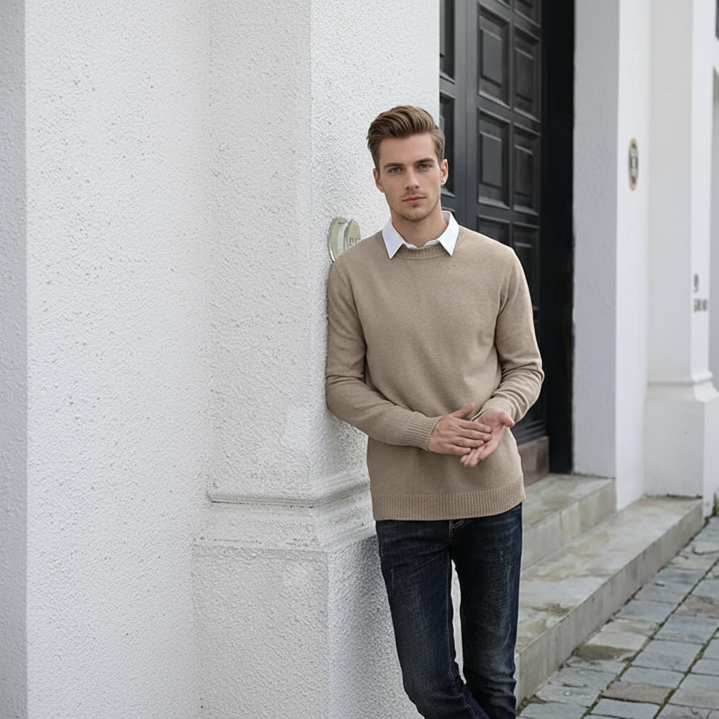 Casual Soft Sweater With Ribbing Edge For Men