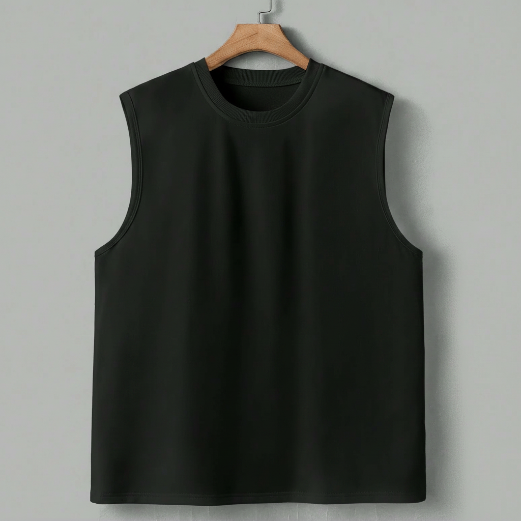 Solid Color Regular Fit Wide Strap Tank Top For Men
