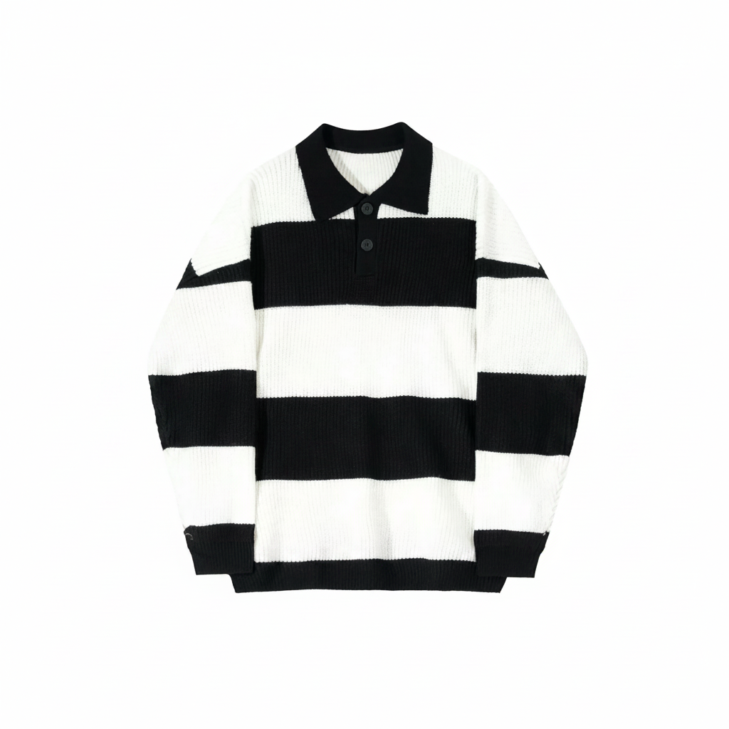Plus Size American Street Style Striped Pullover Knit Sweater For Men