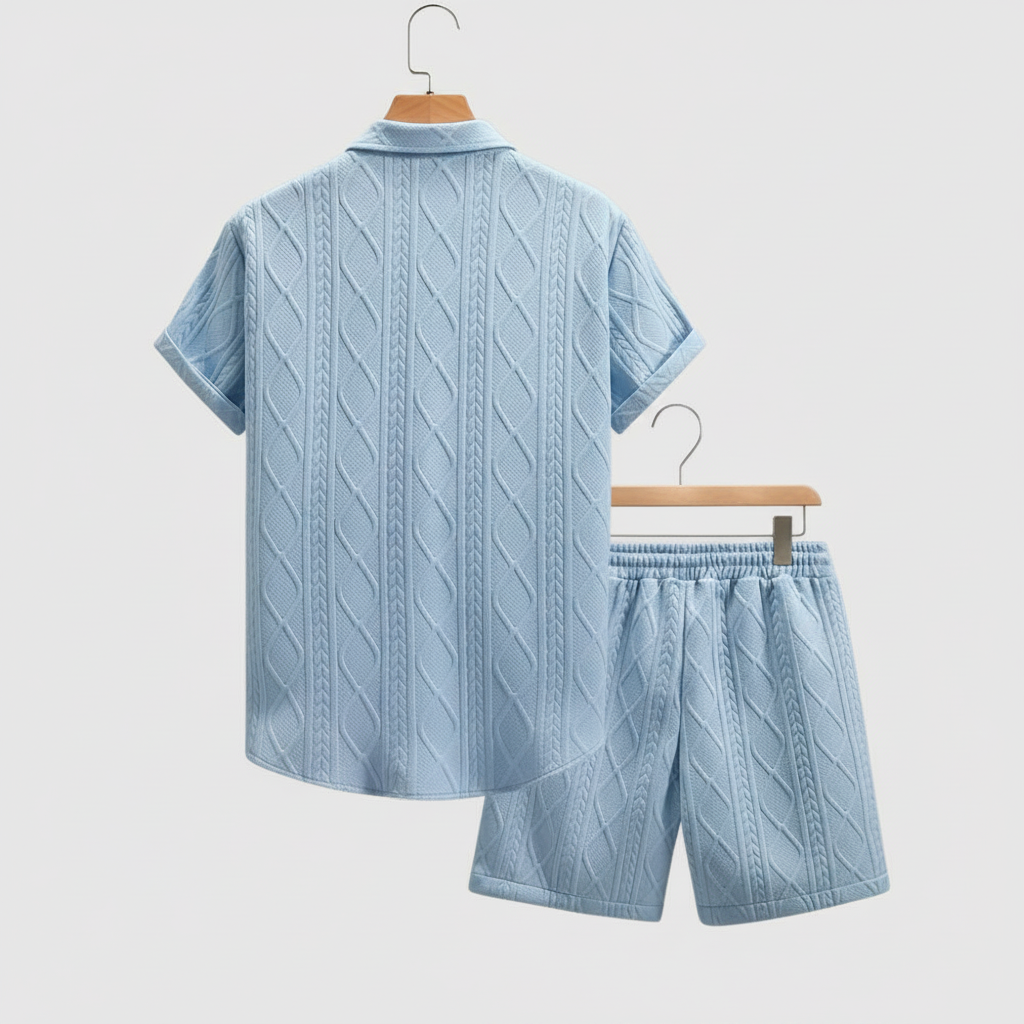 Vacation Themed Casual Style Short Sleeve Shirt And Shorts Set For Men